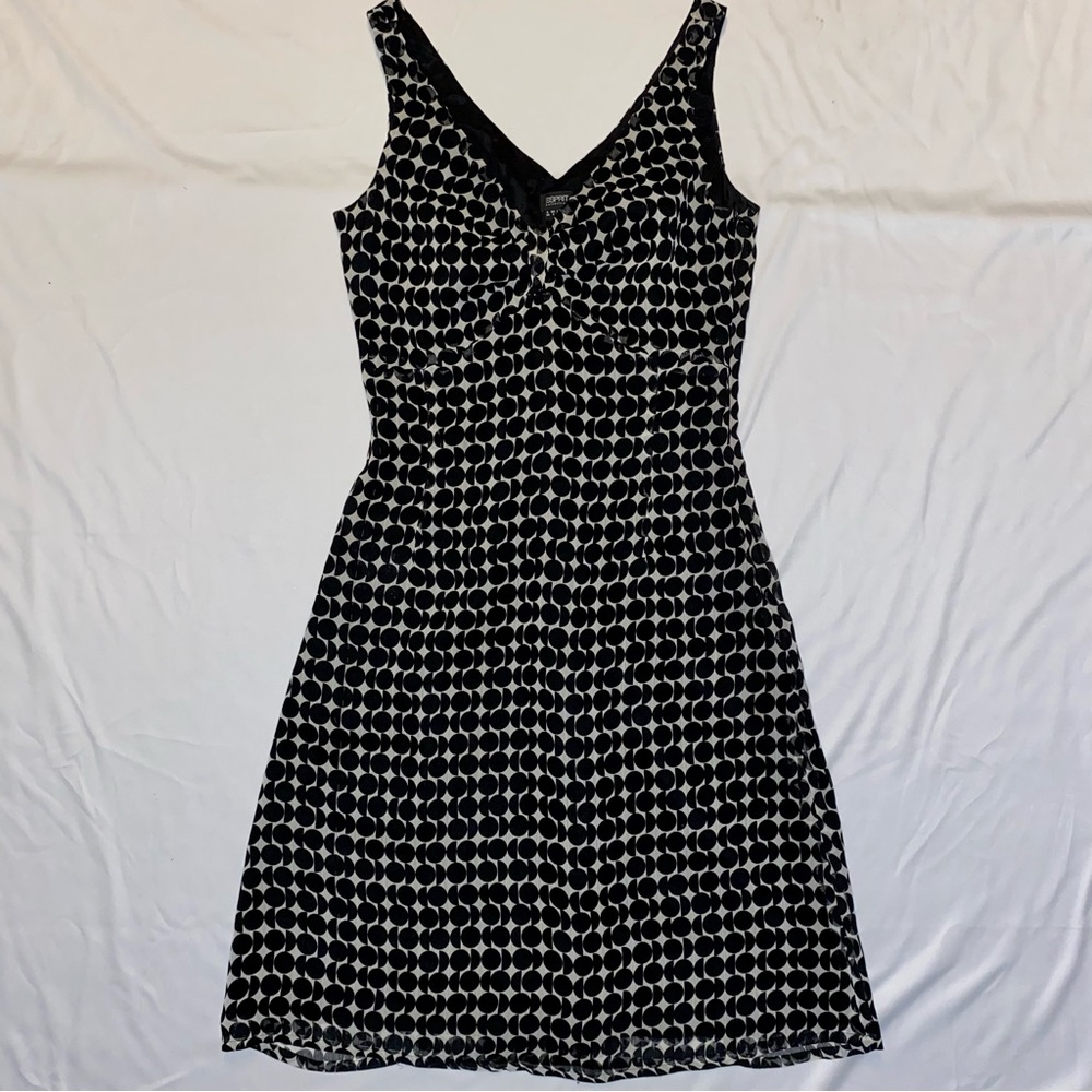 Black Polkadot V-Neck Formal Dress